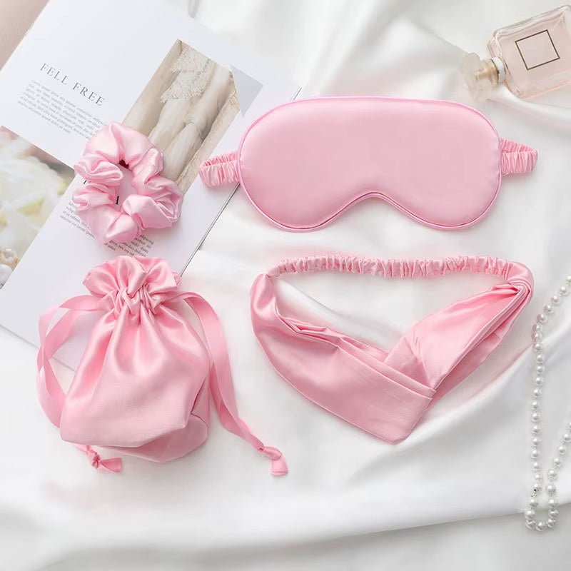 Customize Box Set Hair Scrunchies Band Two/Three/Four Pieces Travel Portable Sleeping Eye Mask Set for Travel and Gift