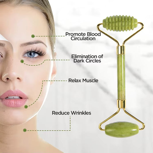 Private Label Natural Nephrite Custom Facial Green Jade Skin Face Stone Ball Roller and Gua Sha Massager with Box for Sale