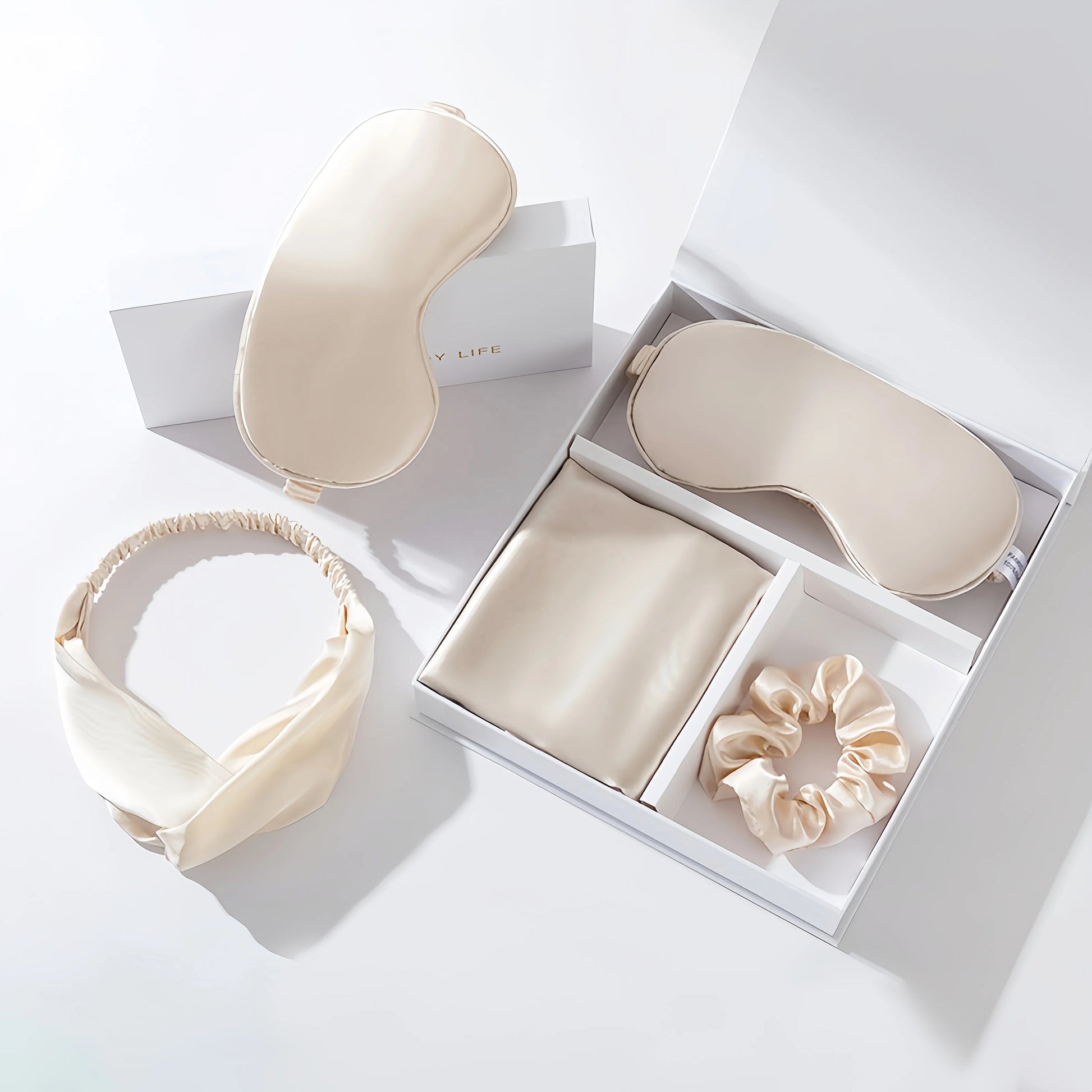 Customize Box Set Hair Scrunchies Band Two/Three/Four Pieces Travel Portable Sleeping Eye Mask Set for Travel and Gift