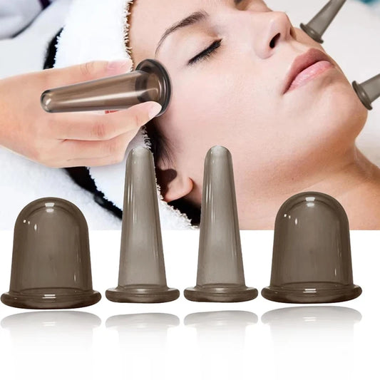 Ventouses sous vide en Silicone, bocaux de Massage Anti-Cellulite, ventouses faciales, lifting du visage et du cou, grattage de la peau, Guasha, Anti-rides