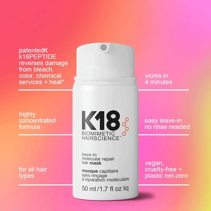 K18 réparation masque capillaire, réparation réduction des cheveux endommagés