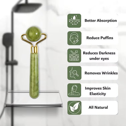 Private Label Natural Nephrite Custom Facial Green Jade Skin Face Stone Ball Roller and Gua Sha Massager with Box for Sale